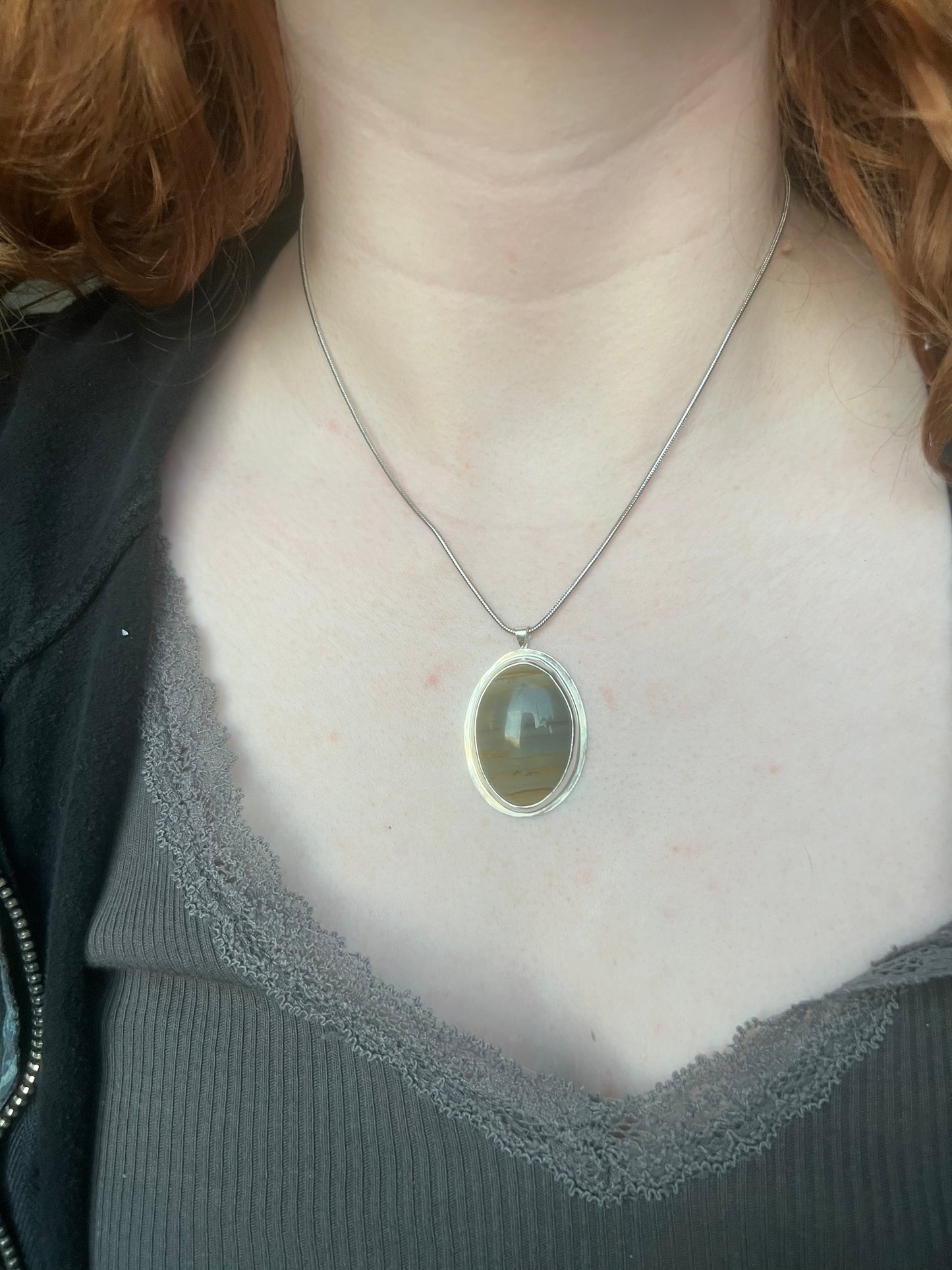 Green Jasper Sterling Silver Pendant
