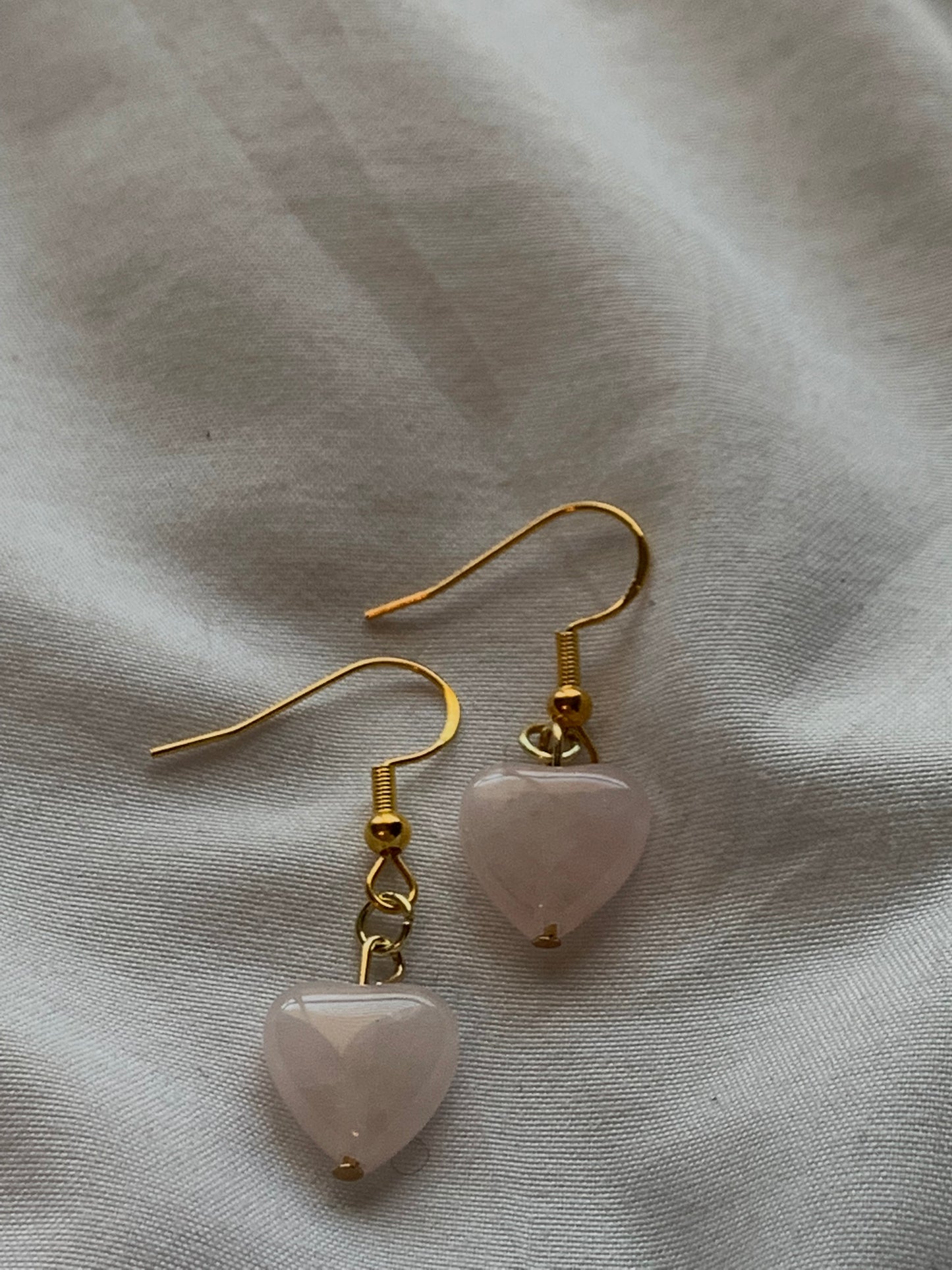 rose quartz heart earrings