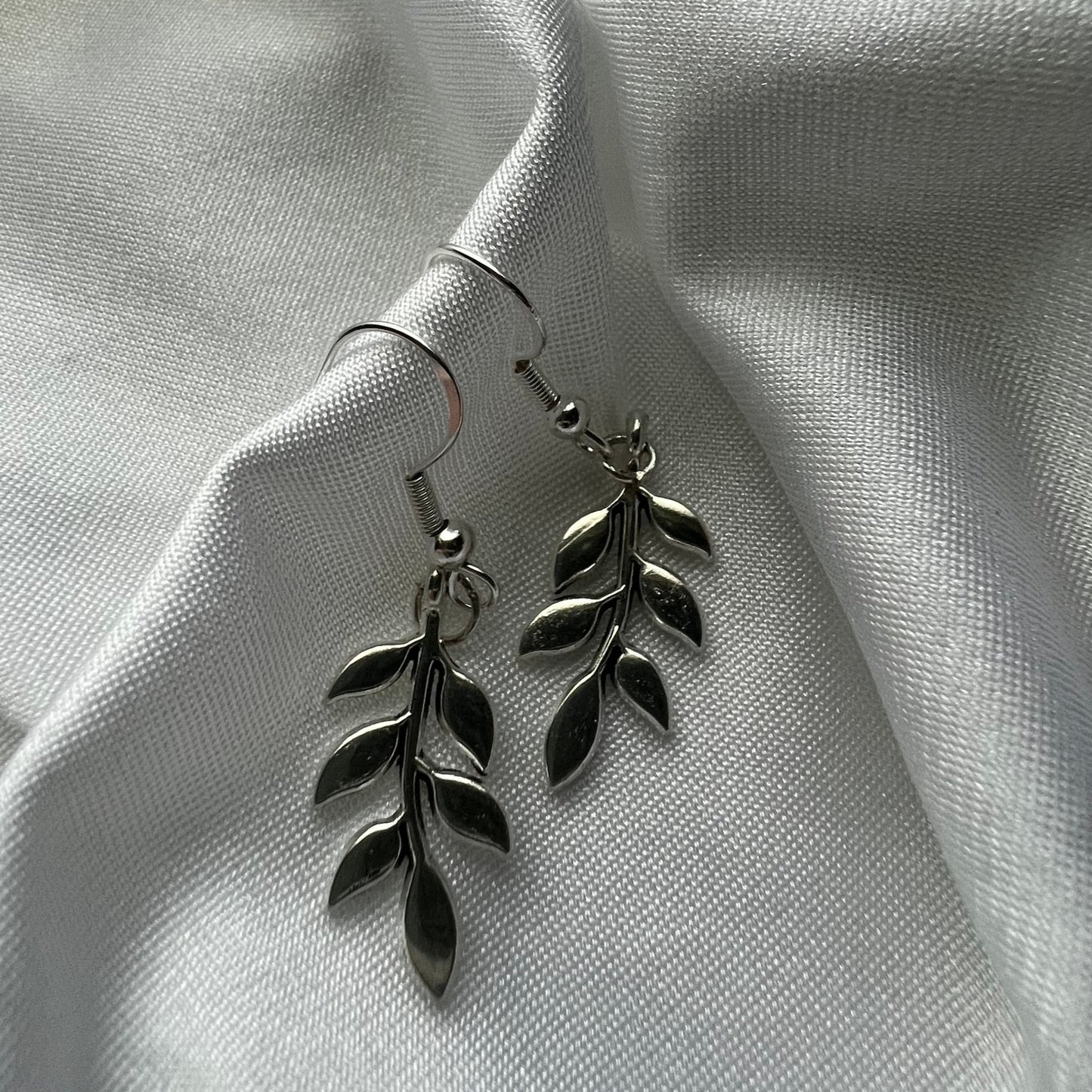 silver eucalyptus earrings