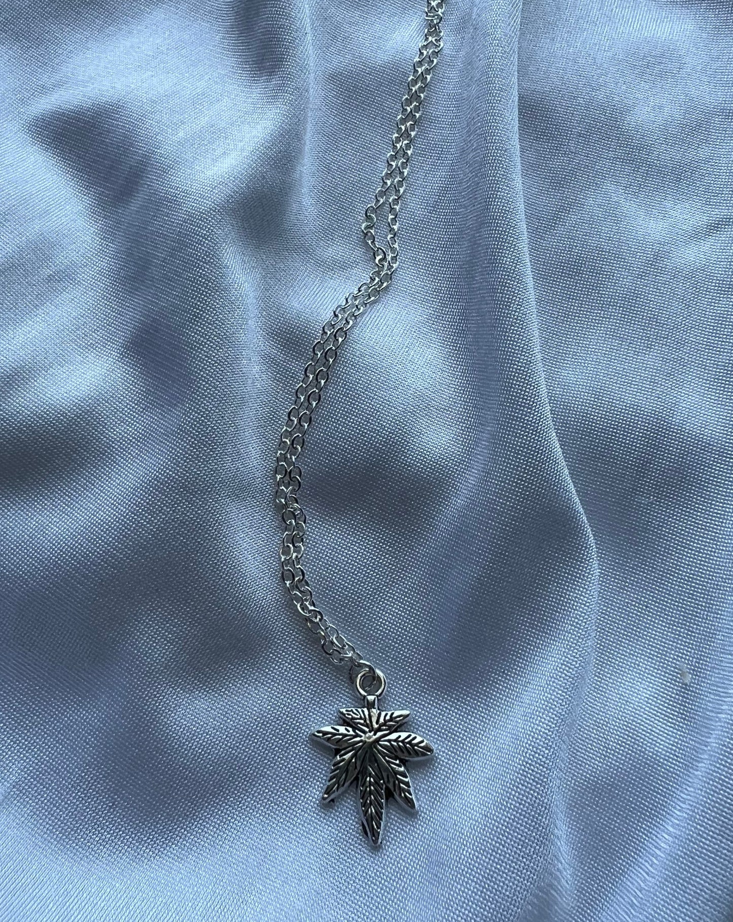 silver leaf necklace