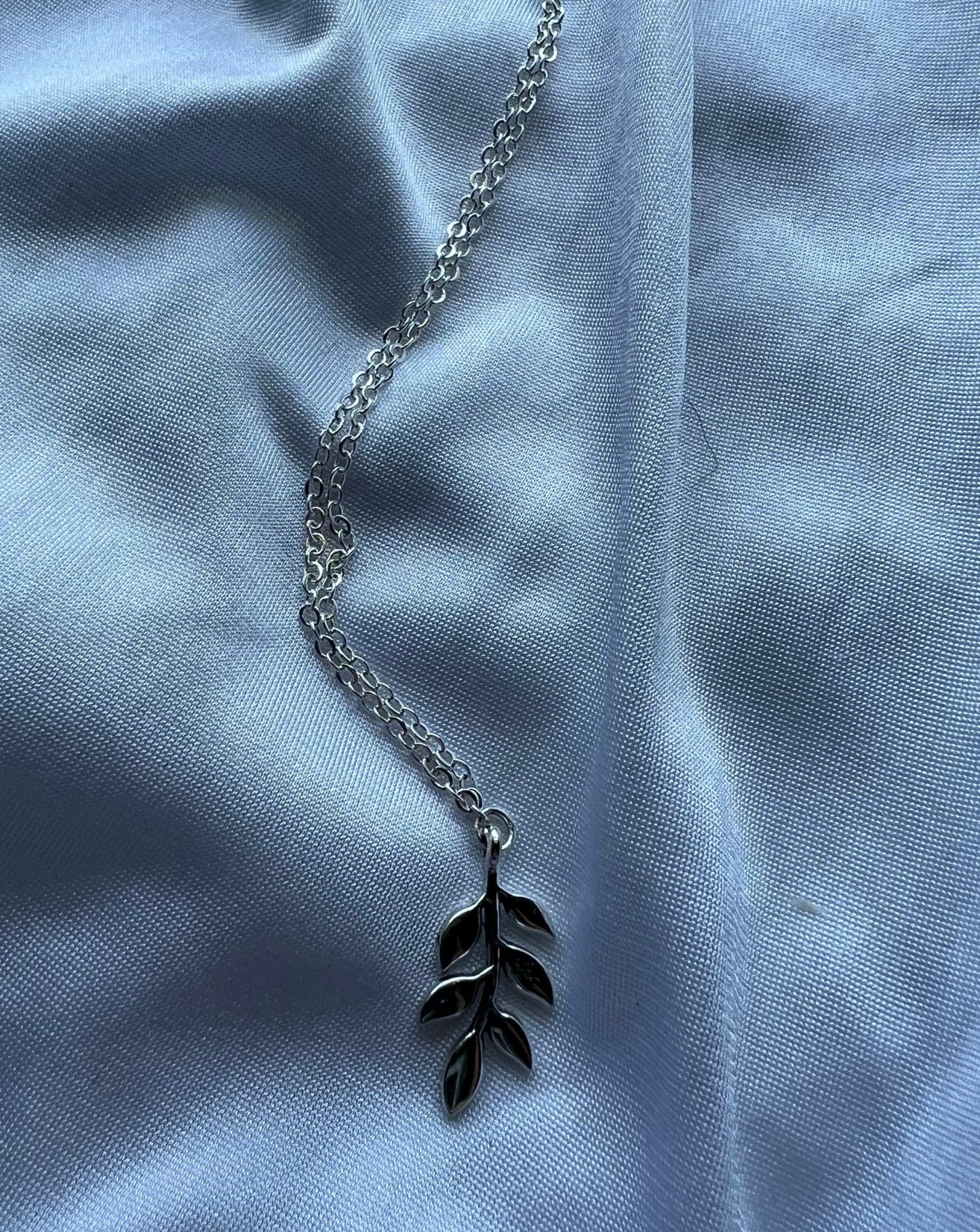 silver eucalyptus necklace