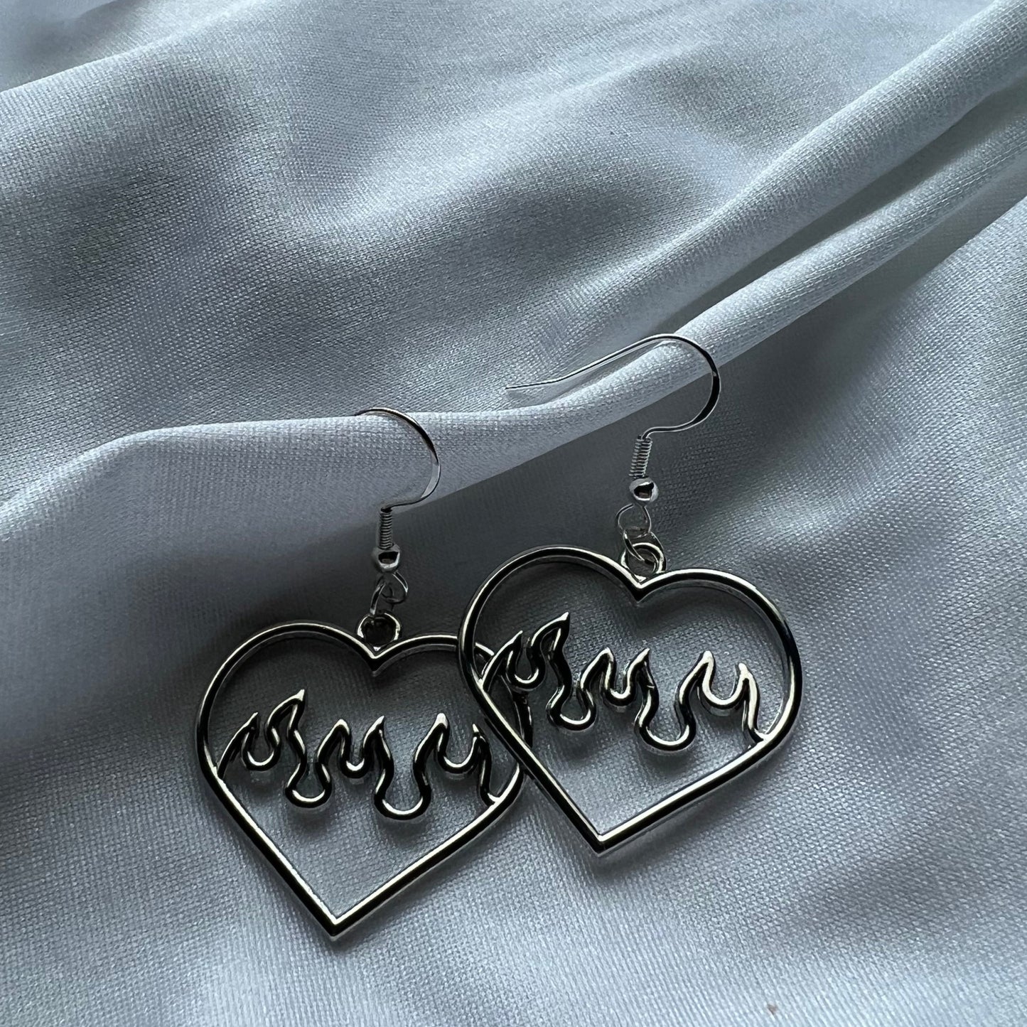 heart flame earrings