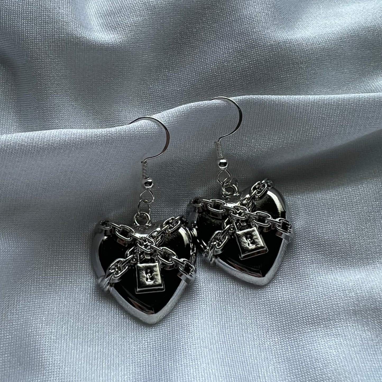 heart lock earrings
