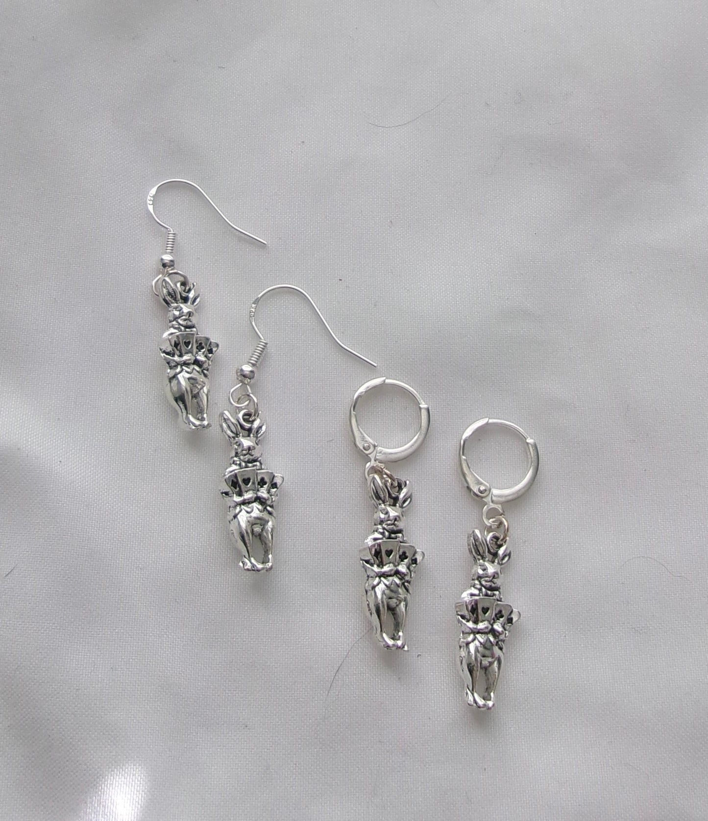 new alice rabbit earrings
