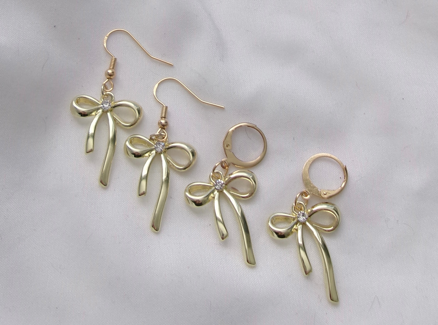 new gold diamond bow earrings