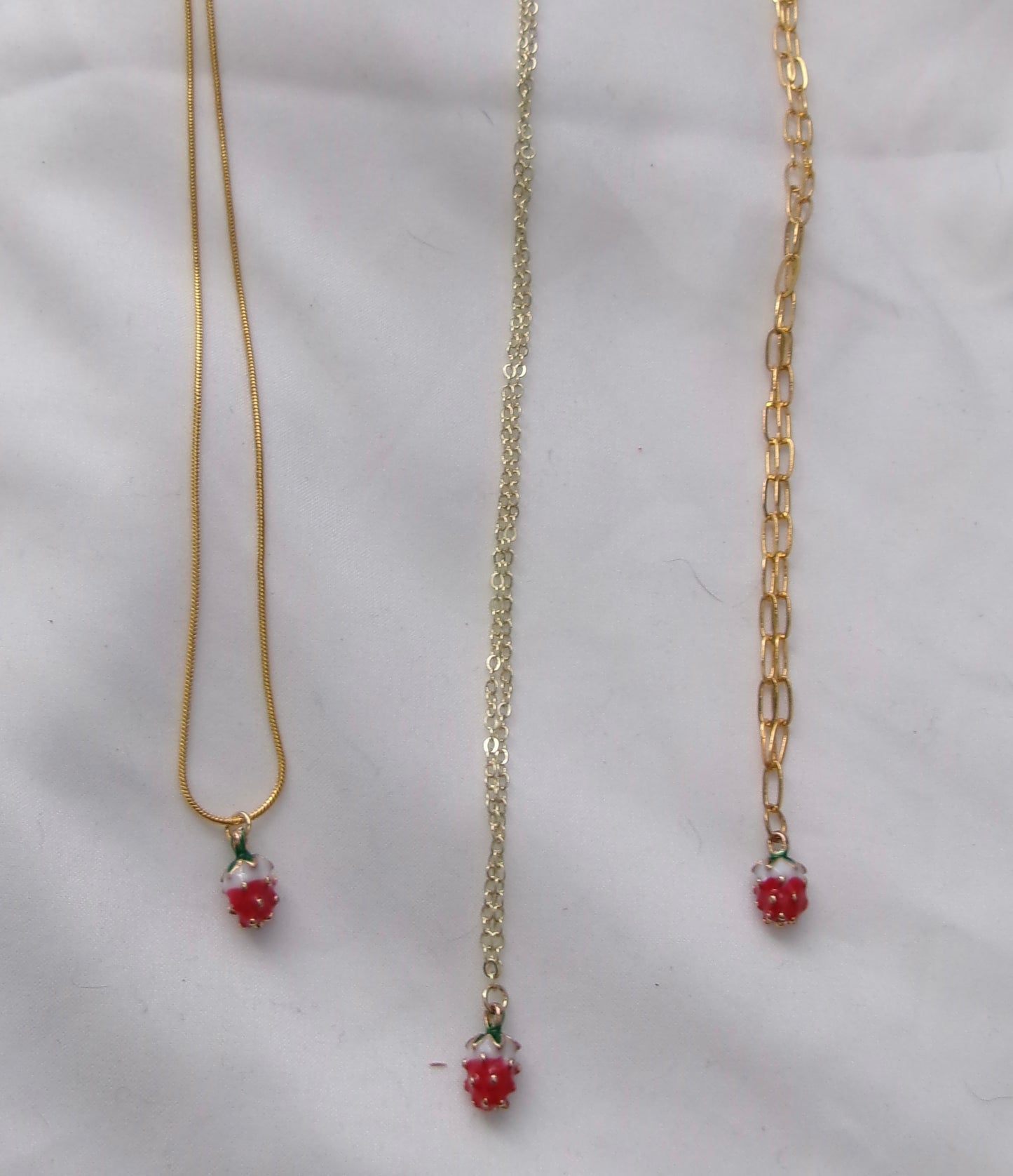 new gold dainty strawberry necklace