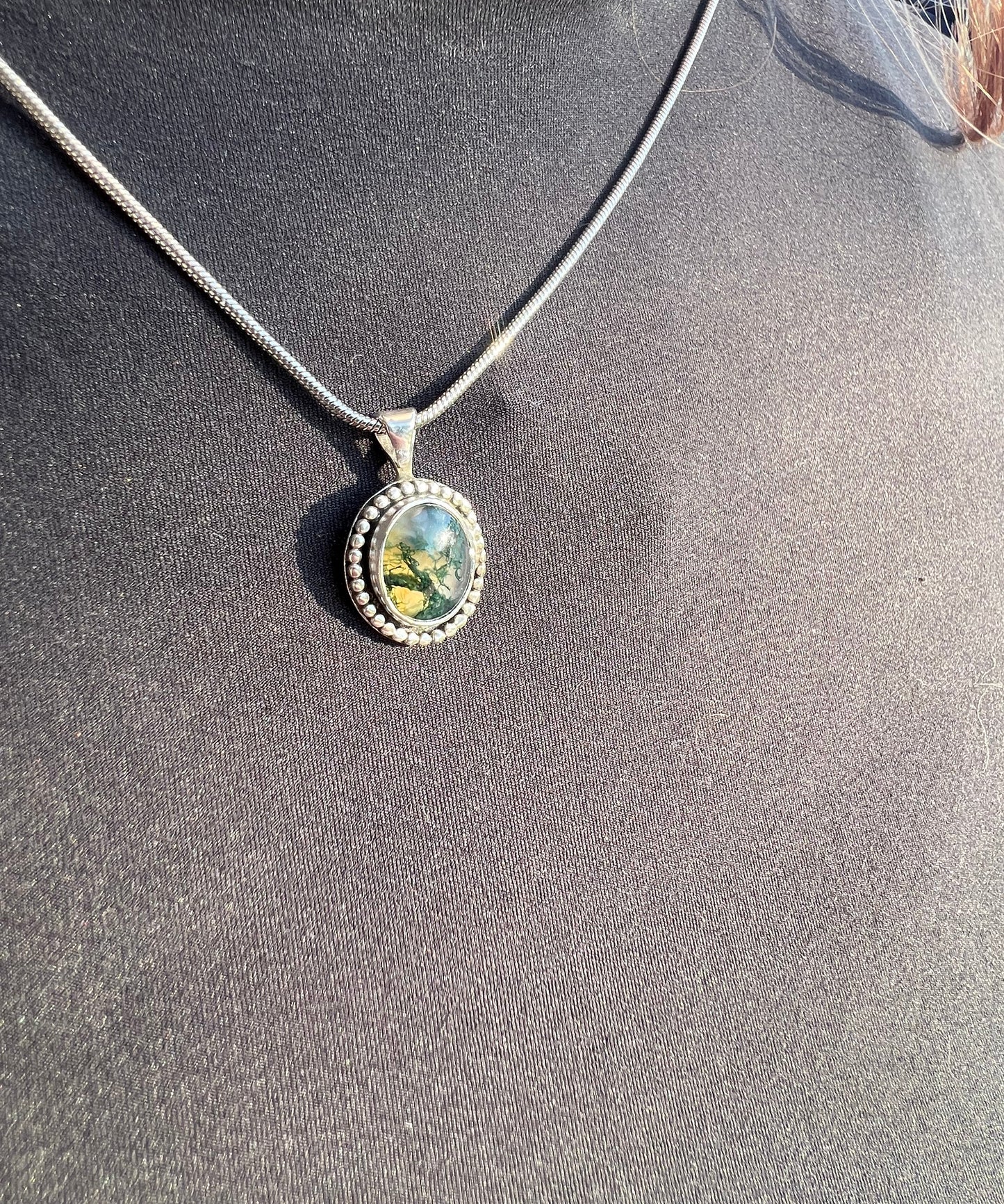 Sterling Silver Moss Agate Pendant