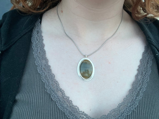 Green Jasper Sterling Silver Pendant