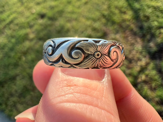 Detailed Sterling Silver Band