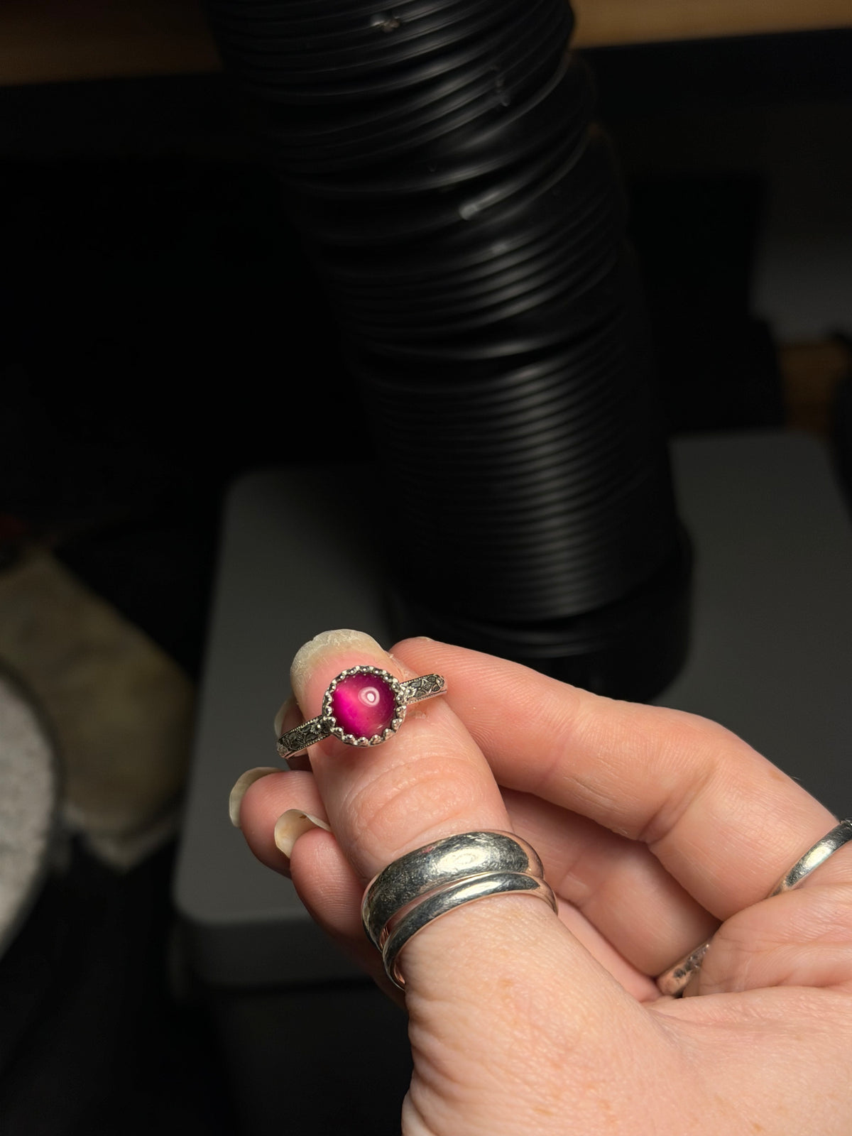 Pink Tigers Eye Ring