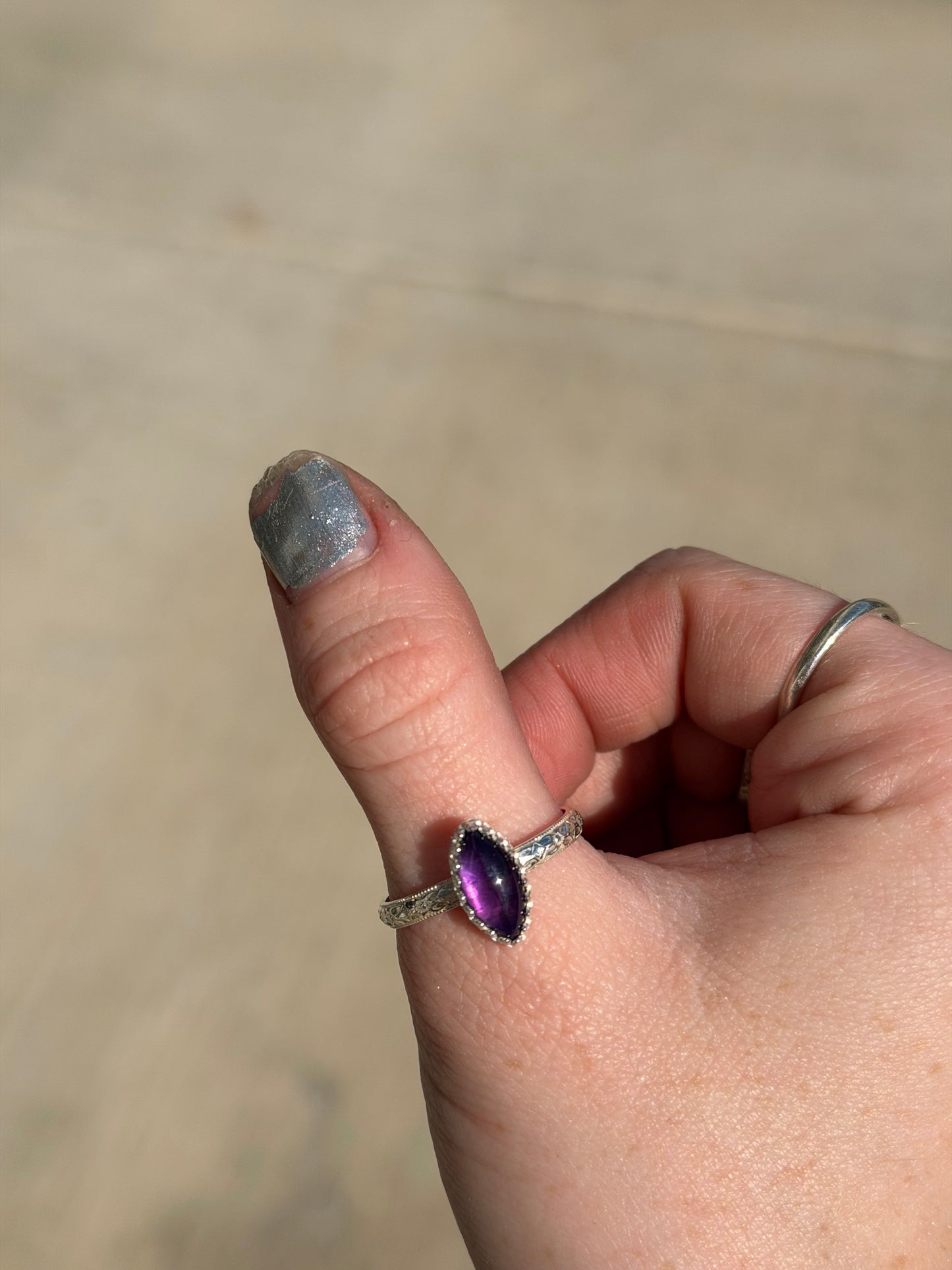 Detailed Amethyst Ring