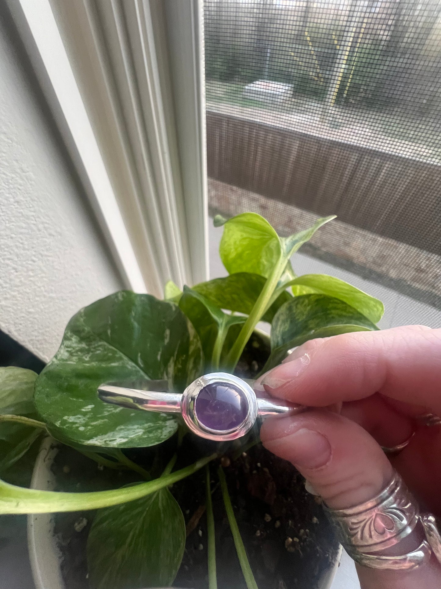 Sterling Silver Amethyst Cuff