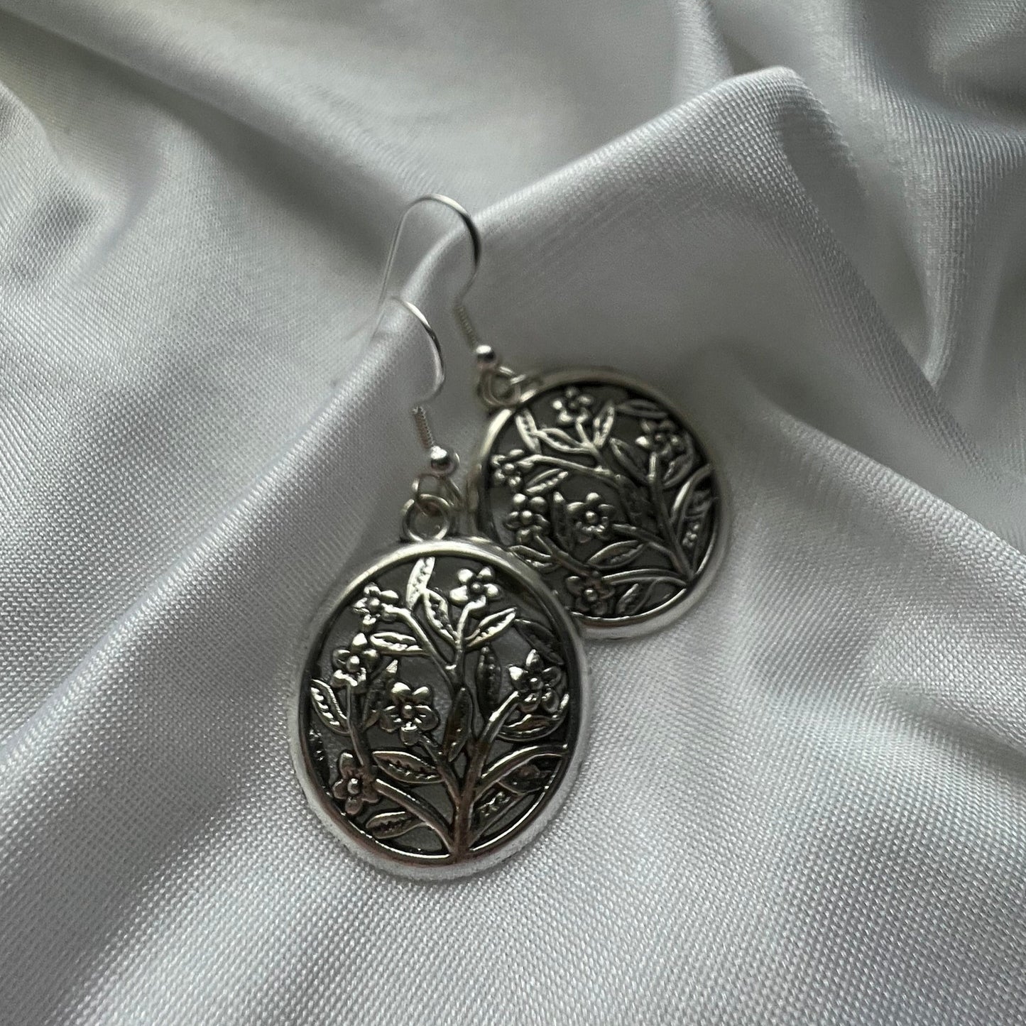 silver floral earrings