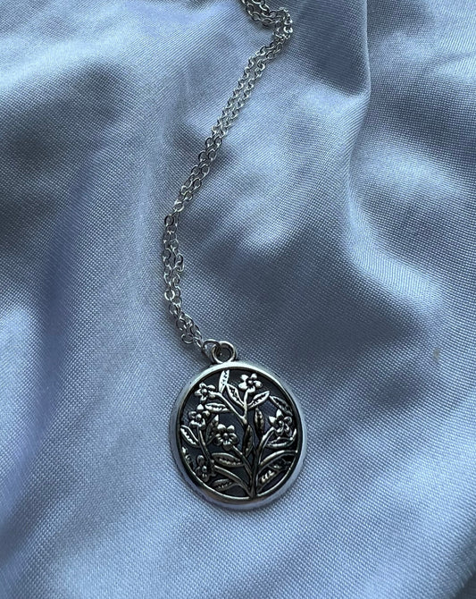 silver floral necklace
