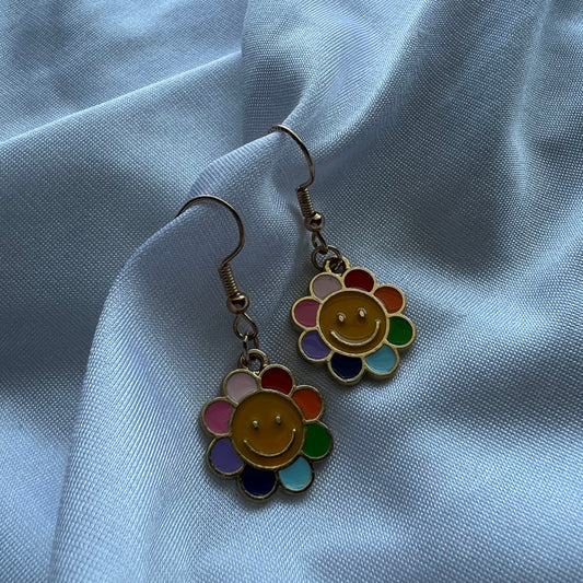colorful daisy earrings