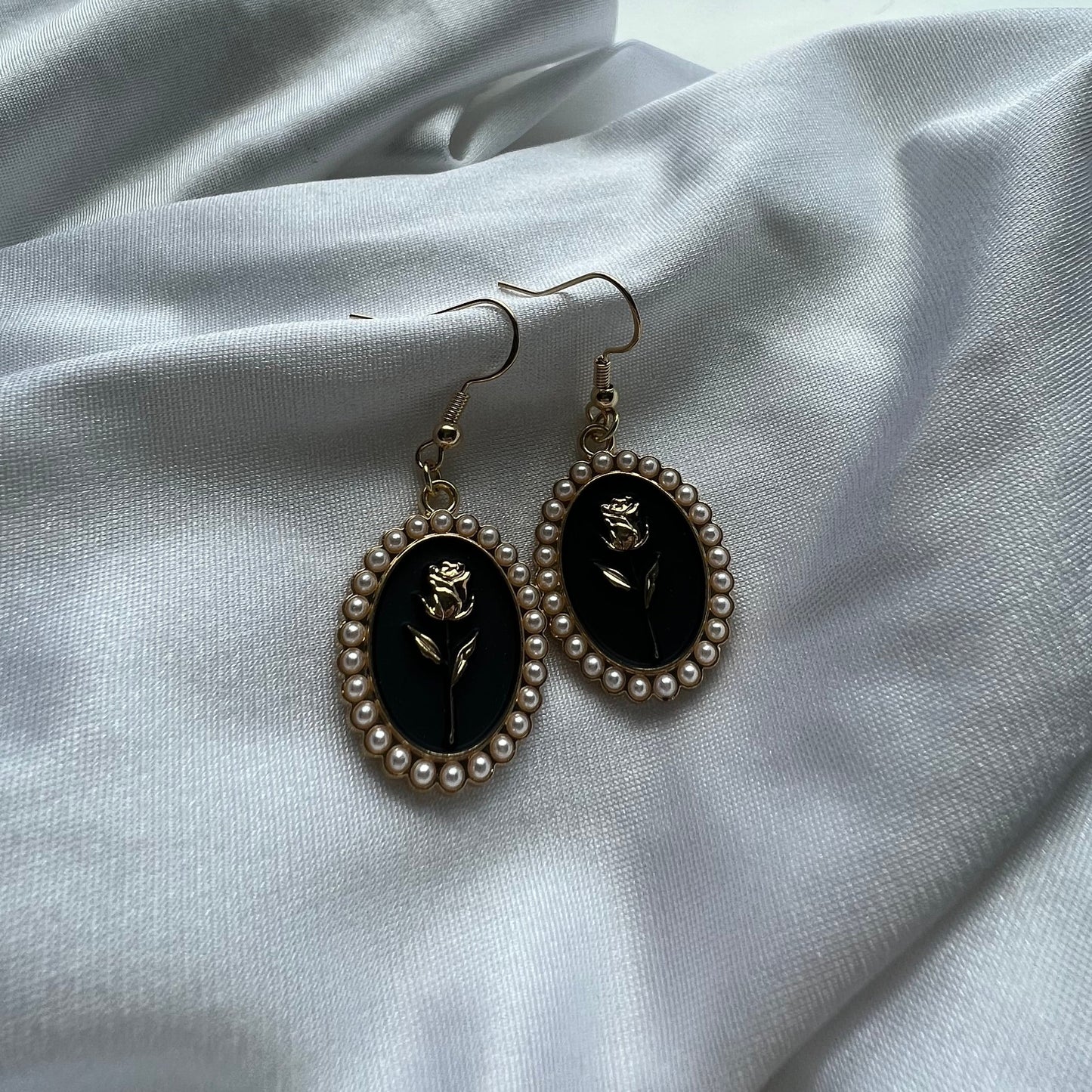 enamel pearl earrings