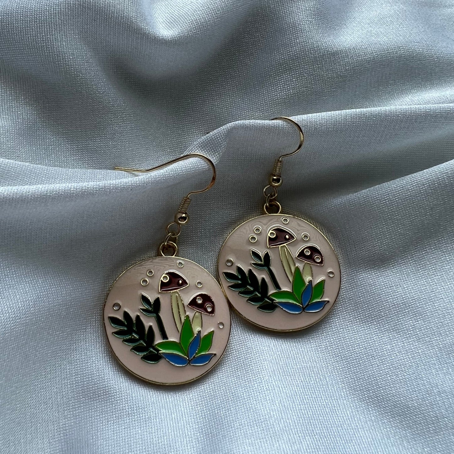 enamel mushroom earrings