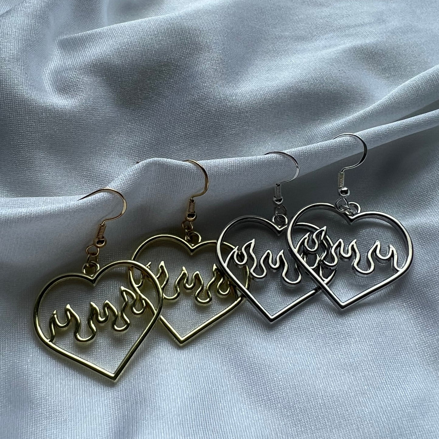 heart flame earrings