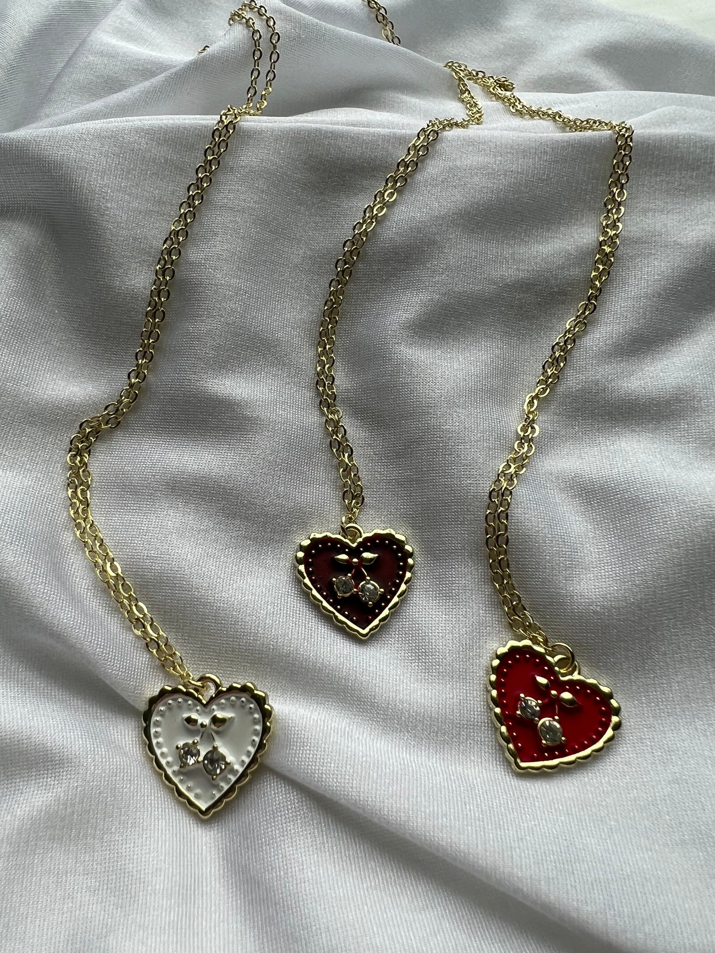 enamel cherry necklace