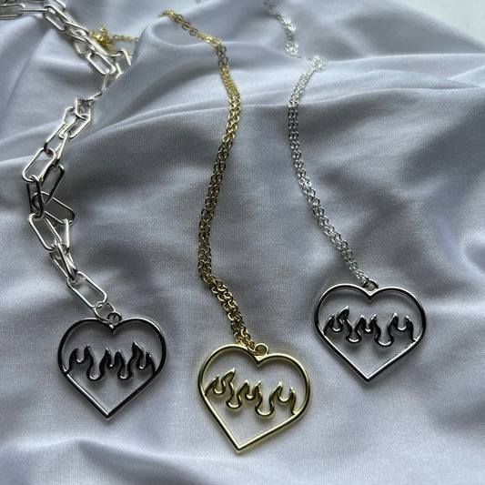 heart flame necklace