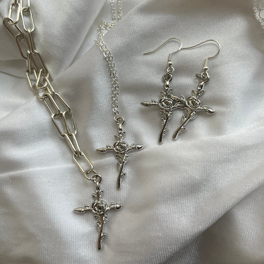 new rose cross necklace