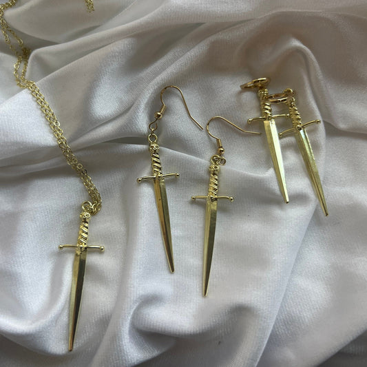 new gold sword earrings