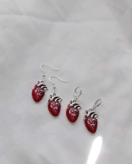 realistic heart earrings