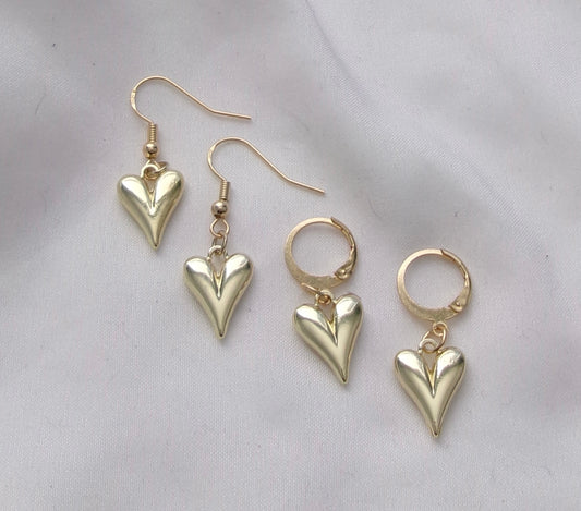 new gold metal heart earrings