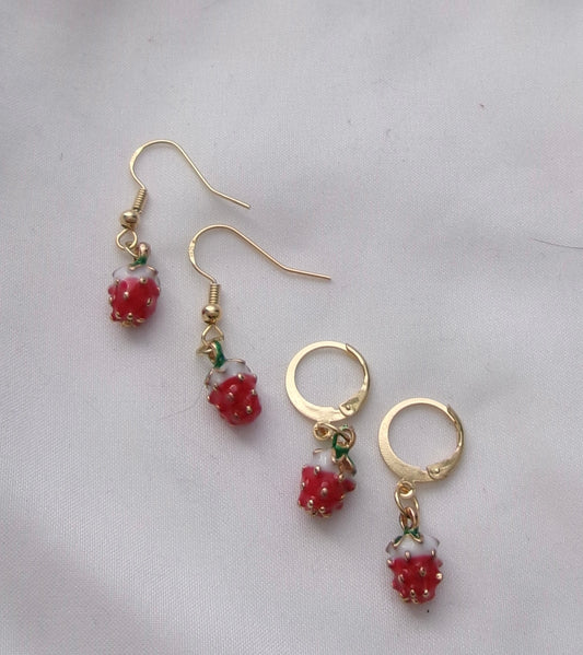 new dainty strawberry earrings